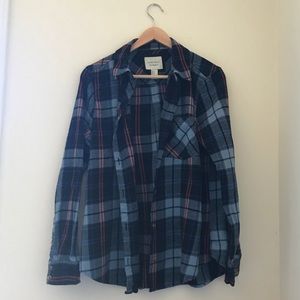 FOREVER 21 - blue flannel with pink highlights